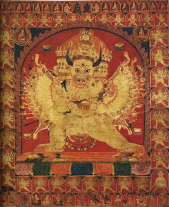 13.12.11.Mahāvajrabhairava en union sexuelle avec sa parèdre, Tibet XVIe siecle (autrefois sur le marché américain)